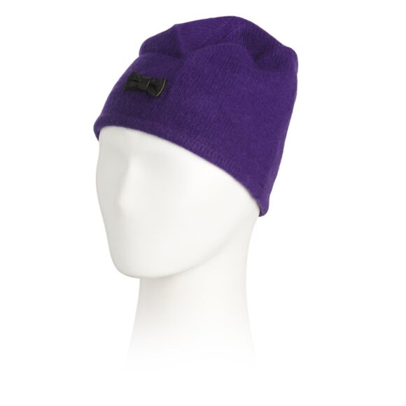 PORTOLANO Black/purple Cashmere Beanie - Picture 1 of 2